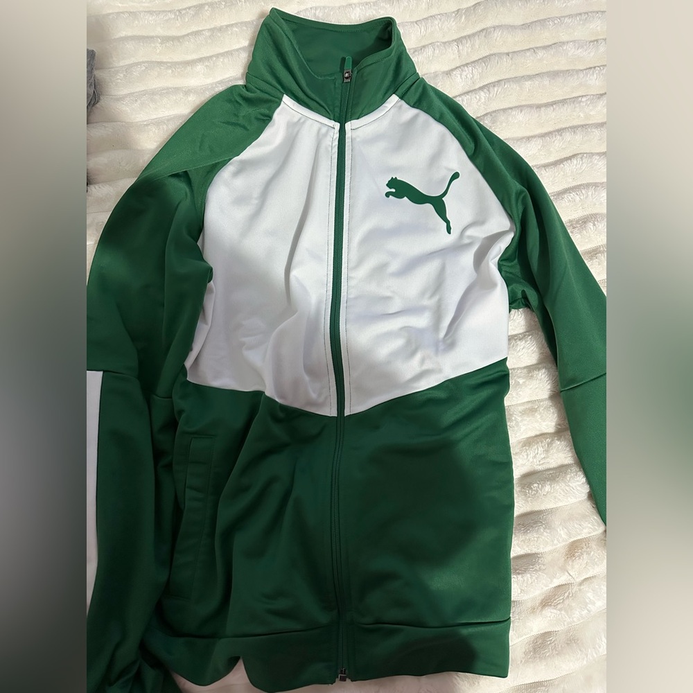 PUMA green and white Sweater